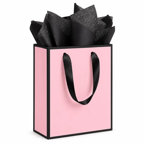 Luxe Goodiebag roze met zwarte lijst