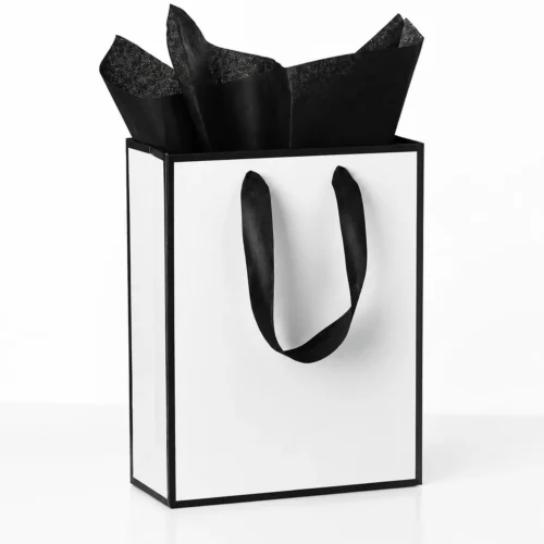 Luxe Goodiebag wit met zwarte lijst